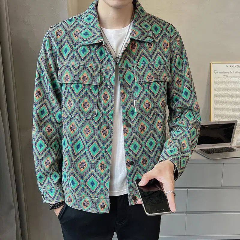 New cashew flower heavyweight denim jacket versatile shirt jacket