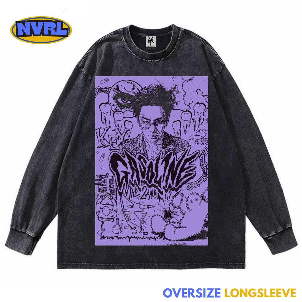Kaos oversize longsleeve gasoline 
key 2 second album washed washing vintage tee