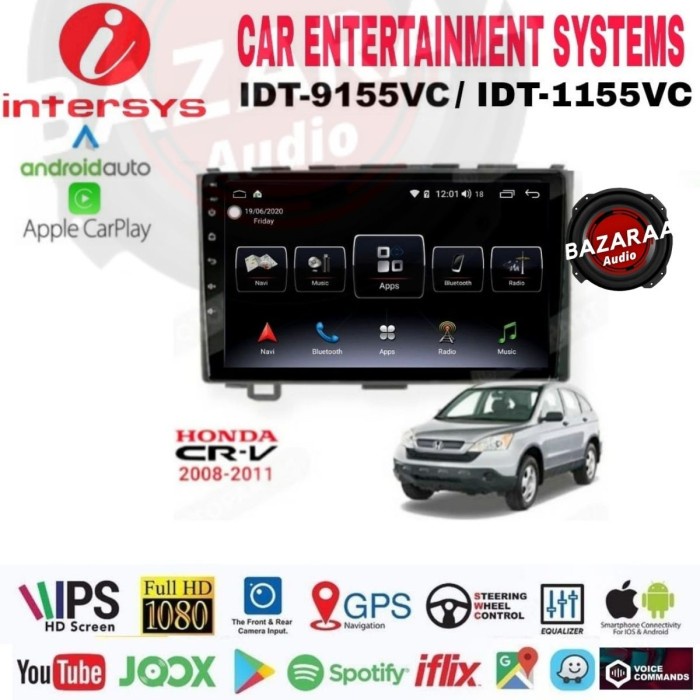 Head Unit Android INTERSYS 9 Inch CRV 2007 - 2011 + Socket PNP