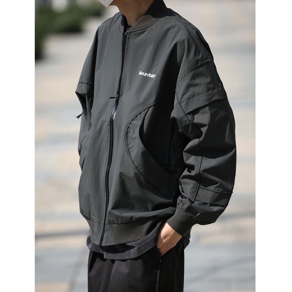 Japanese baseball jersey loose casual vintage work jacket for men