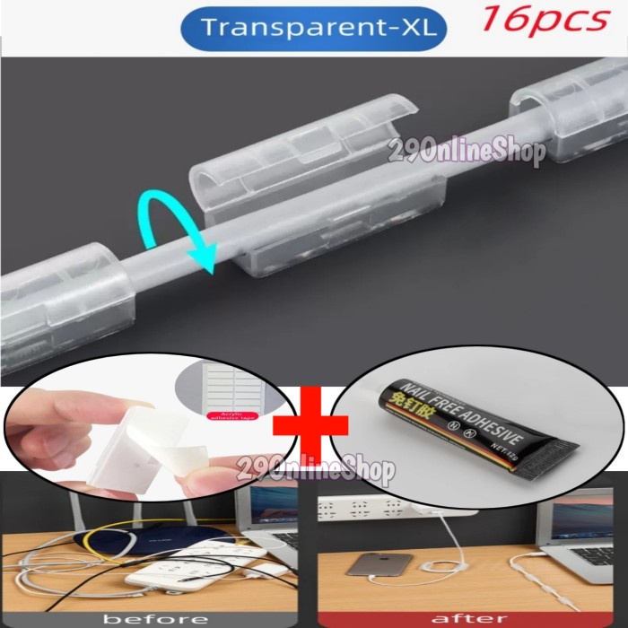 klip kabel 16 besar holder cable clip perapih tempel penjepit klem lem dinding tembok