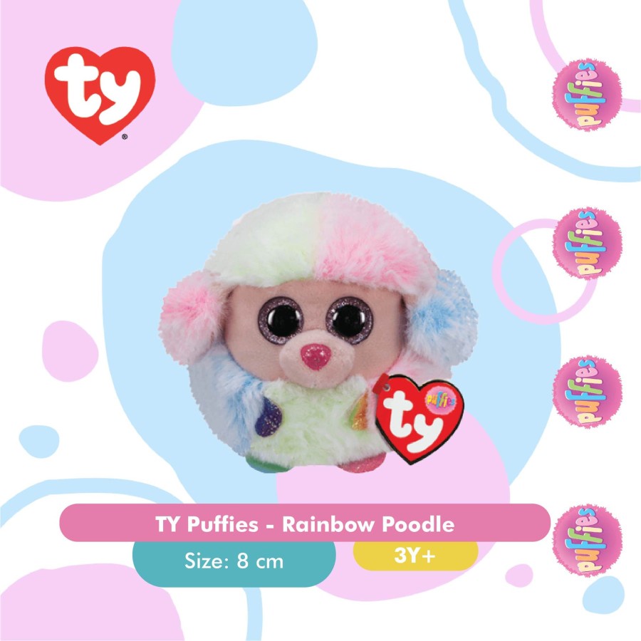 TY Puffies Rainbow Poodle - Boneka Anjing Poodle