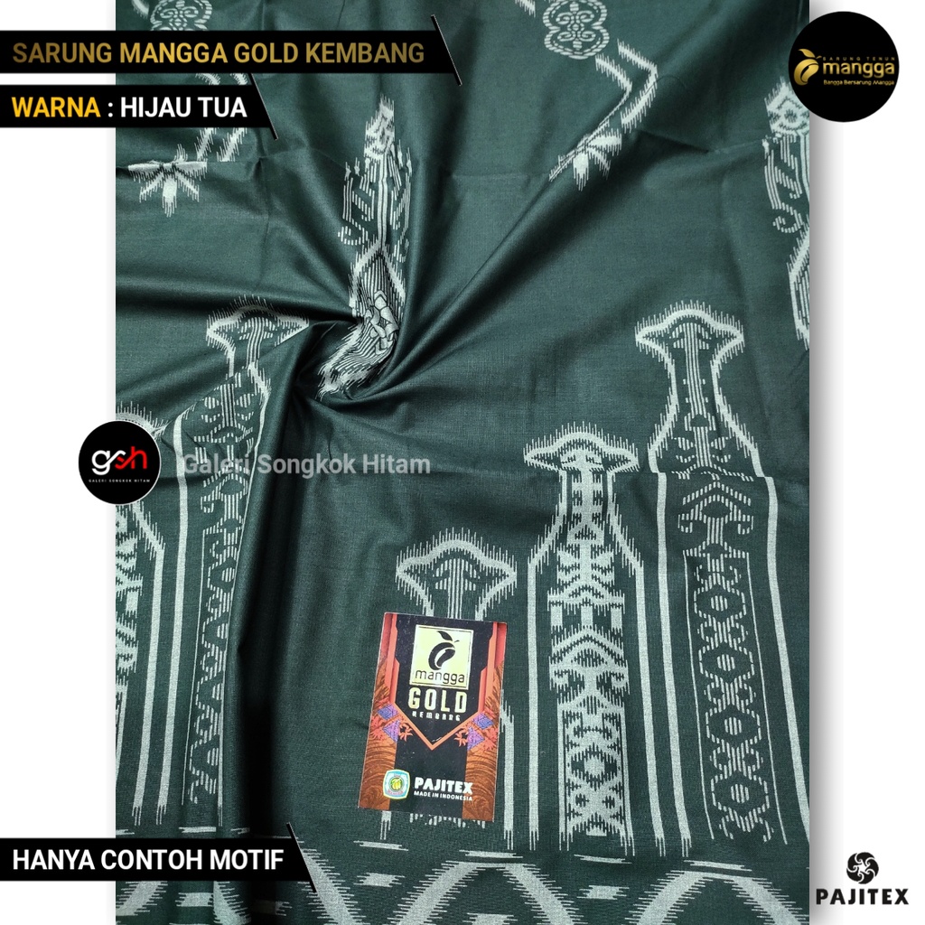 Sarung Mangga Gold Kembang HIJAU TUA Sarung Dewasa Motif Kembang Sarung Pria Cap Mangga