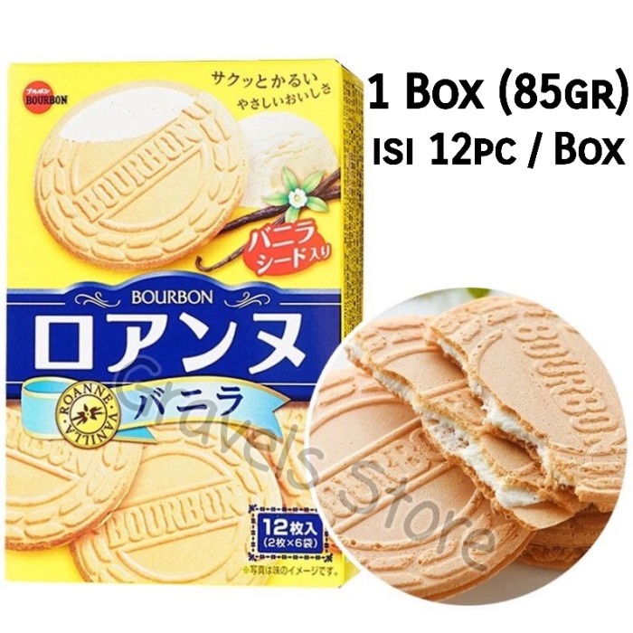 

Bourbon Roanne Vanilla - Biskuit Wafer Cream Vanilla - Snack Jepang