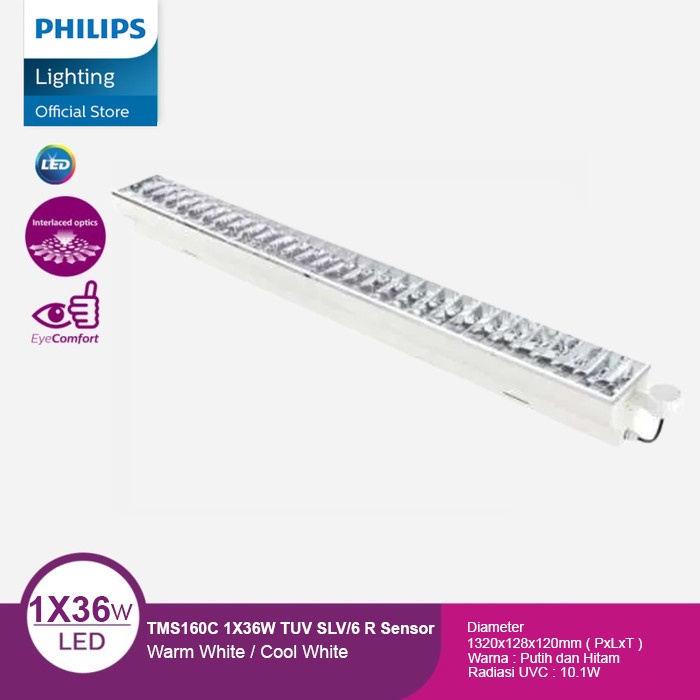 PHILIPS Set Lampu UV TMS160C 1X36W TUV SLV/6 R Sensor Motion Sensor