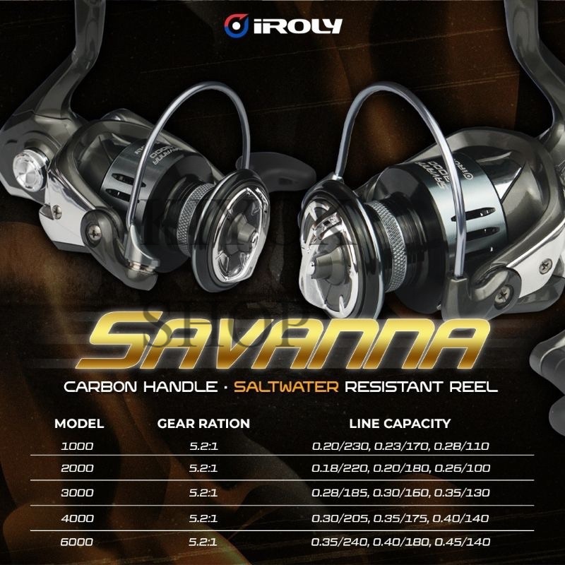 KIYOKSHOP Reel IROLY SAVANNA SW Saltwater Resistant 1000-6000 Power handle MURAH LARIS SEMARANG