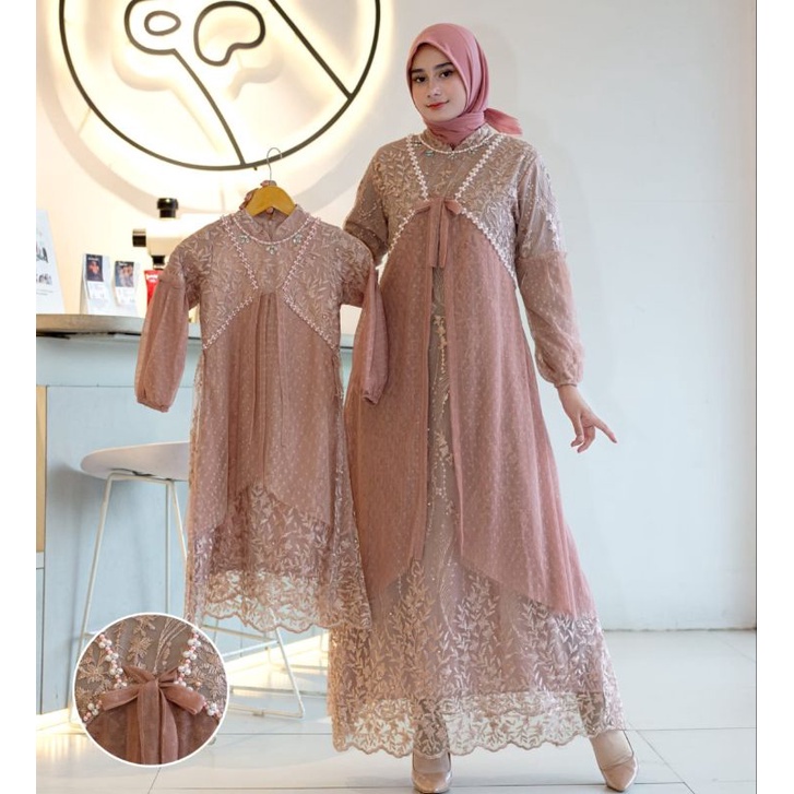 Kebaya Gamis Muslim Ibu dan Anak Dress Larisa Daffa/ Dress Modern Pesta/ Dress Lebaran/ Kebaya Anak/