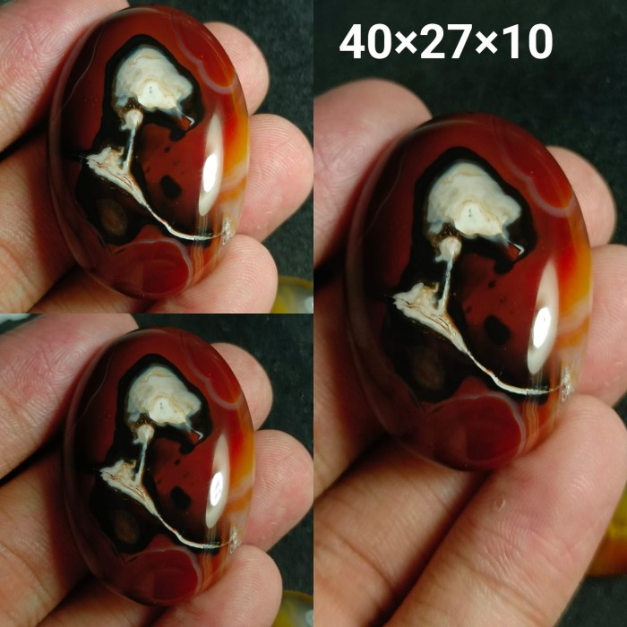 Natural Batu Akik Motif Gambar Sepatu Putih Kaki Aladin Jin Unik Antik