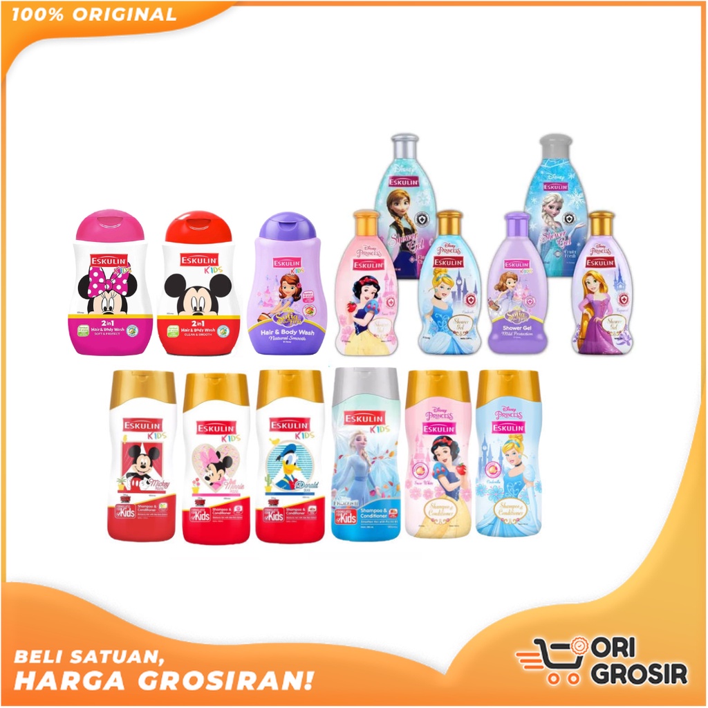 ORI GROSIR l Eskulin Kids Hair & Body Wash Series | Sabun Mandi + Shampo Anak Laki Laki | Anak Perem
