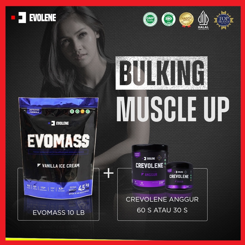 Bundling Bulking Muscle Up  (EVO MASS 4,5 KILOGRAM + CREVOLENE 60 SERVING)  EVOLENE Evolene Evolane