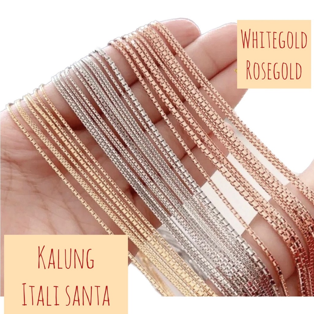 Kalung anak dan dewasa emas asli kadar 70 75 16k 17k itali italy santa whitegold rosegold