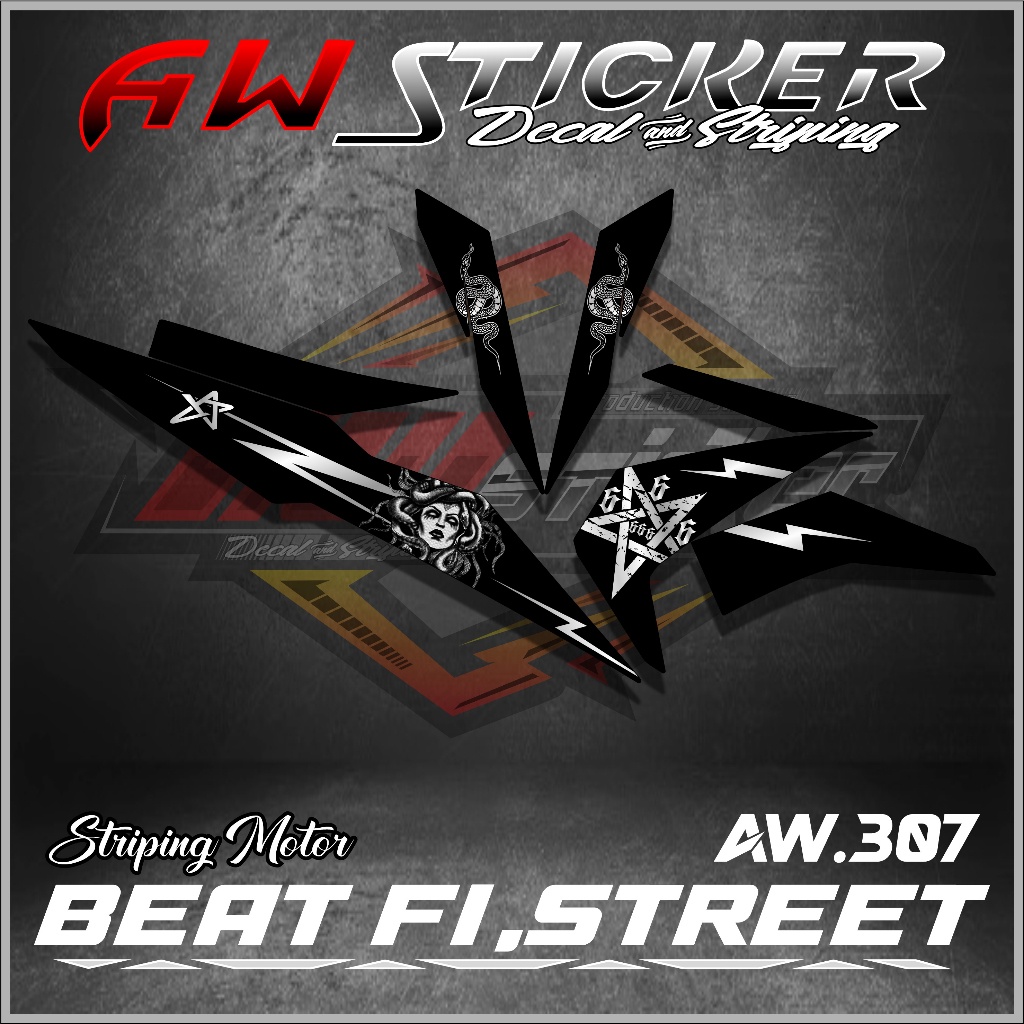 Transparan Beat CODE  307 Striping Beat Fi Esp Beat Street Striping Transparan Beat 2016-2019 stripi