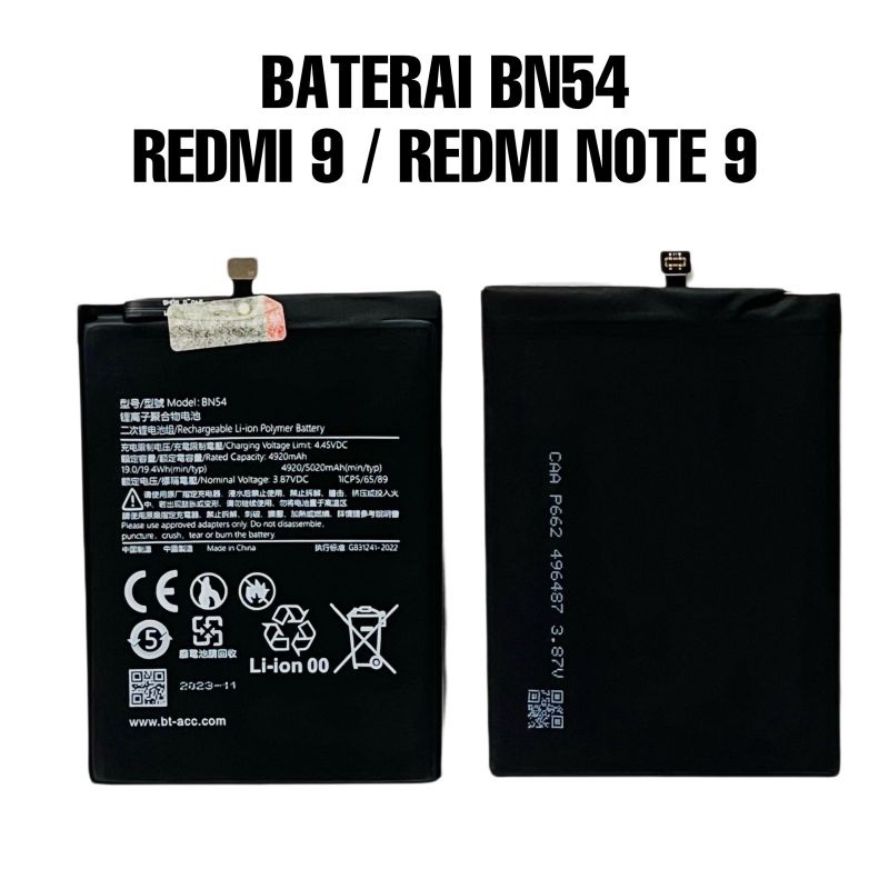 BATERAI BN54 FOR REDMI 9 / REDMI NOTE 9 5020MAH Xiaomi