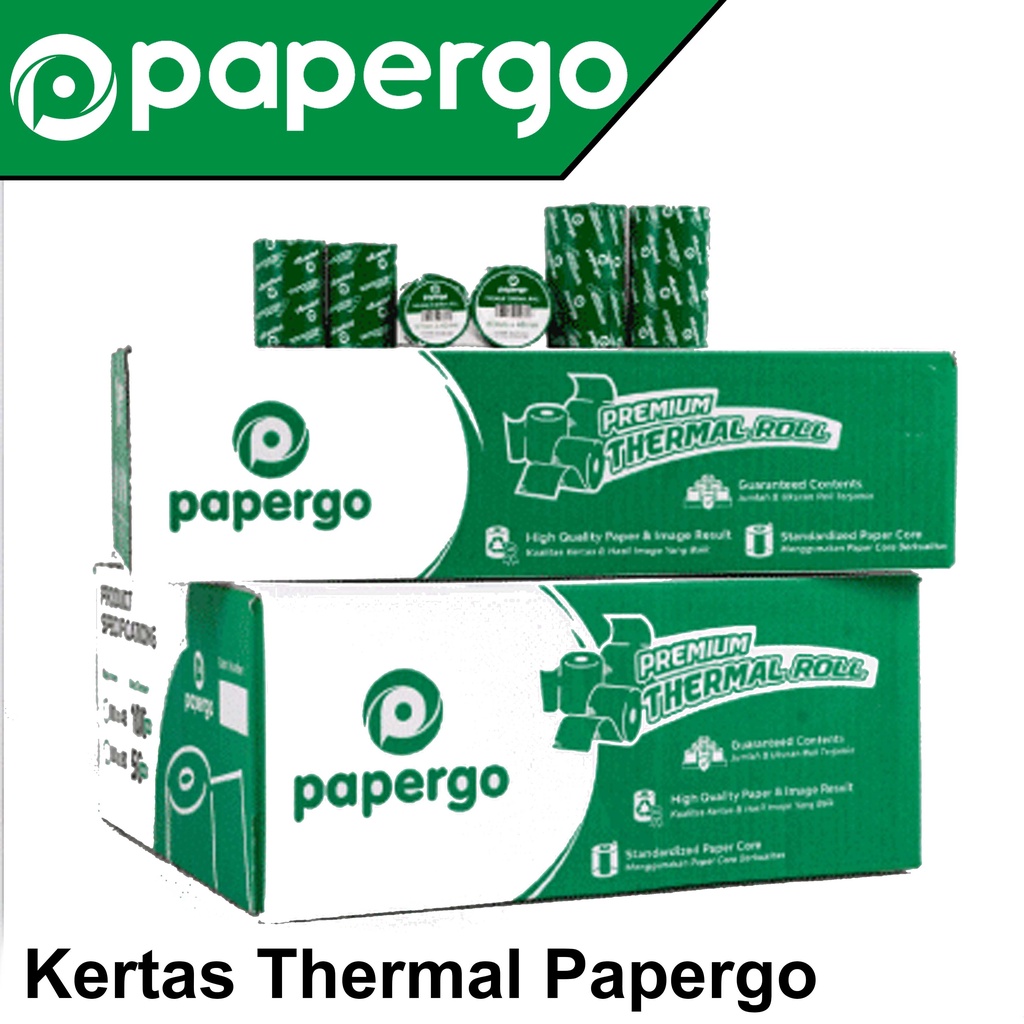 

Papergo Kertas Kasir Thermal - 57x30 Coreless (10roll)