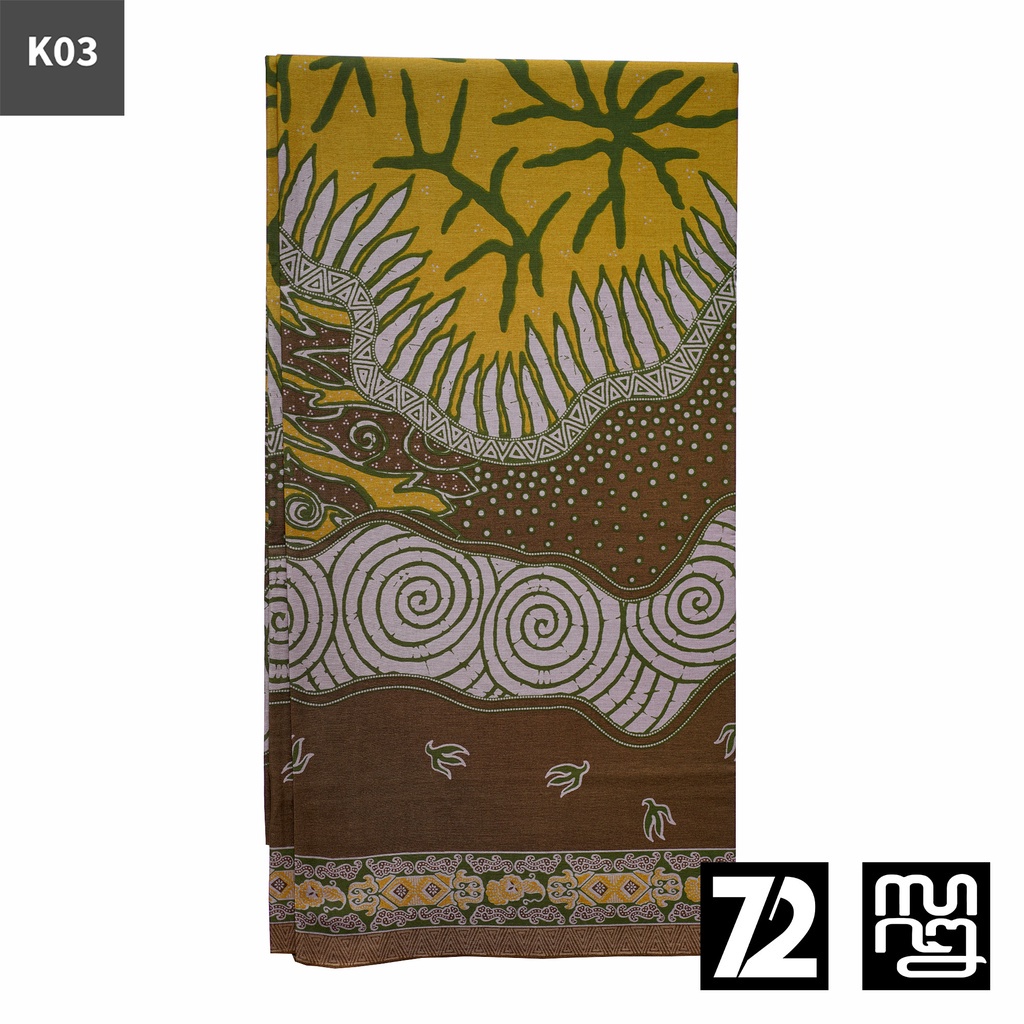 KAIN BATIK KATUN Premium Motif Lapis Warna Kuning Cokelat 724563 Cap 72 Jarik Jarit Samping Kebat Pa