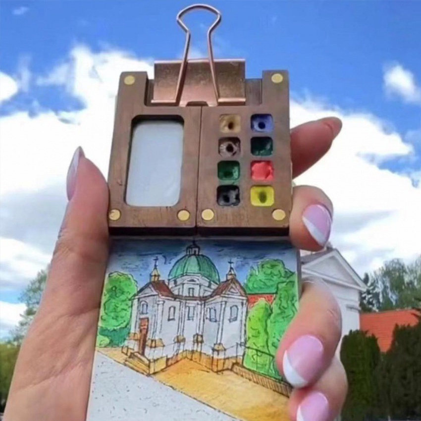 

15/8 Hole Palette Watercolor Kayu Mini Palet Lukis Kayu Magnetic Wooden Color Palette Disk Mini