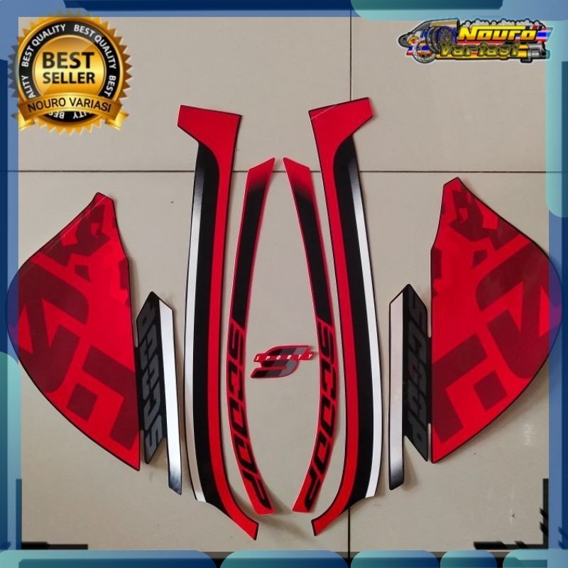 Stiker stiker striping motor honda scoopy 2021 merah  standar bagus