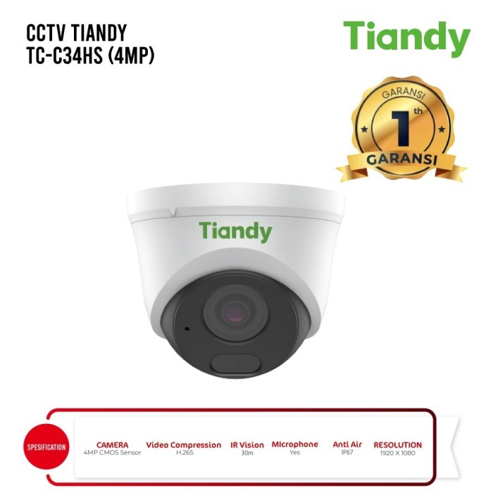 TIANDY IP Camera CCTV Tiandy TC-C34HS 4MP Audio Starlight PoE Onvif indoor