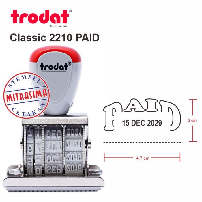 

Stempel Trodat 2210 PAID dengan tanggal model klasik konvensional