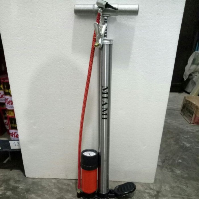 MIAMI Pompa Angin Tangan Ban Sepeda Motor Bola Tabung Pentil Meter