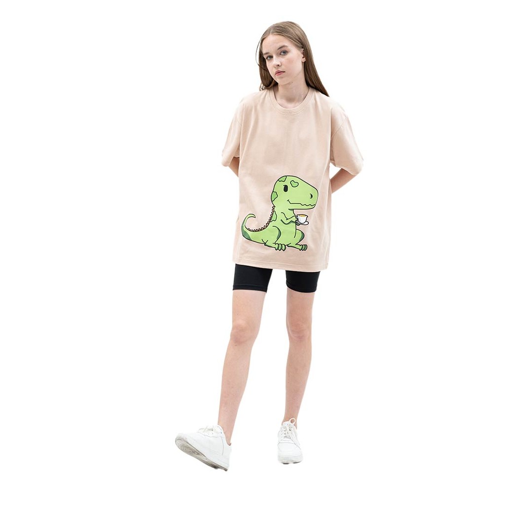 FAWLTHREADS - SPILL THE TEA REX T-SHIRT // BEIGE