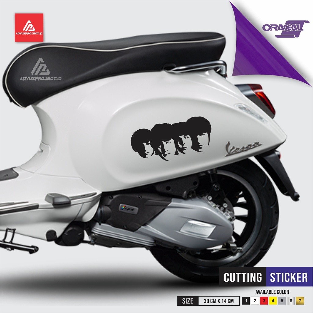 THE BEATLES 4  (SATU SET) Sticker Cutting Mobil Motor Vespa Scoopy Genio Vino Vario Beat Mio N-max A