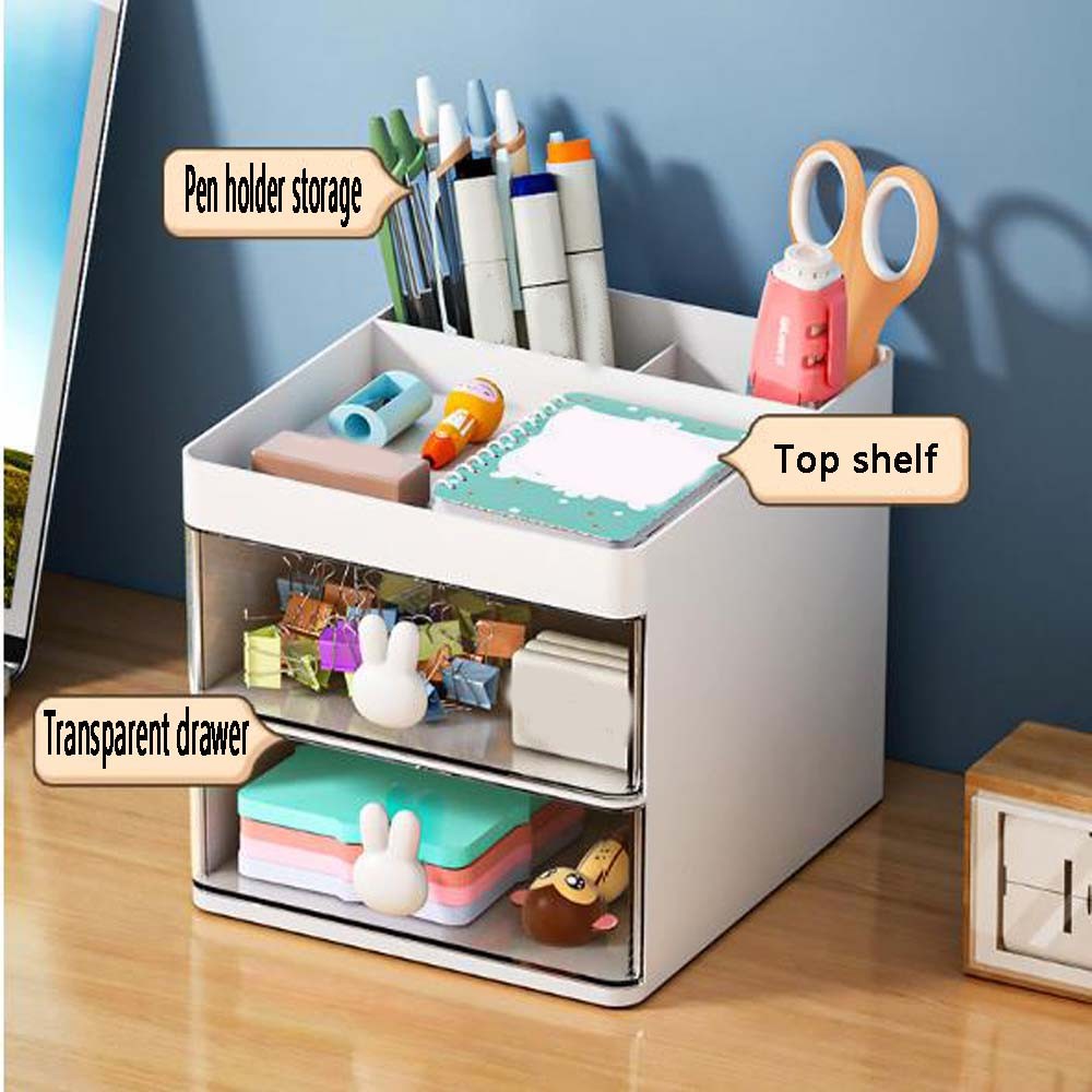 

Cartoon Creative Pen Holder, Transparent Drawer Storage Box, Desktop Large Capacity Storage Accessories, Suitable for Stationery