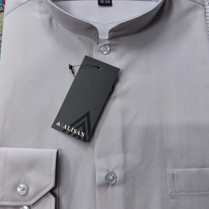 alisan lengan panjang koko promo - abu muda, XL / 16 - 34