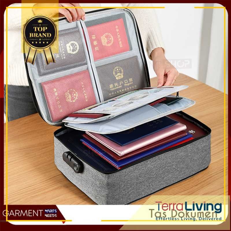 Tas Dokumen Penting Anti Air Dengan Kunci Angka Tempat Penyimpanan Passport Portable Waterproof