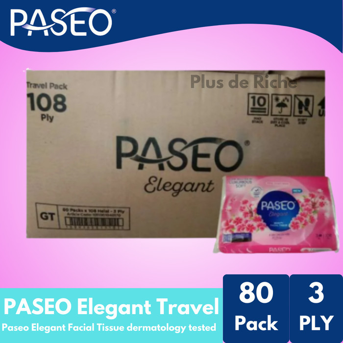 [GROSIR] Paseo Travel Pack (1 dus/80 pack)Facial Tissue 108 ply - tisu wajah murah - Tissue Travel