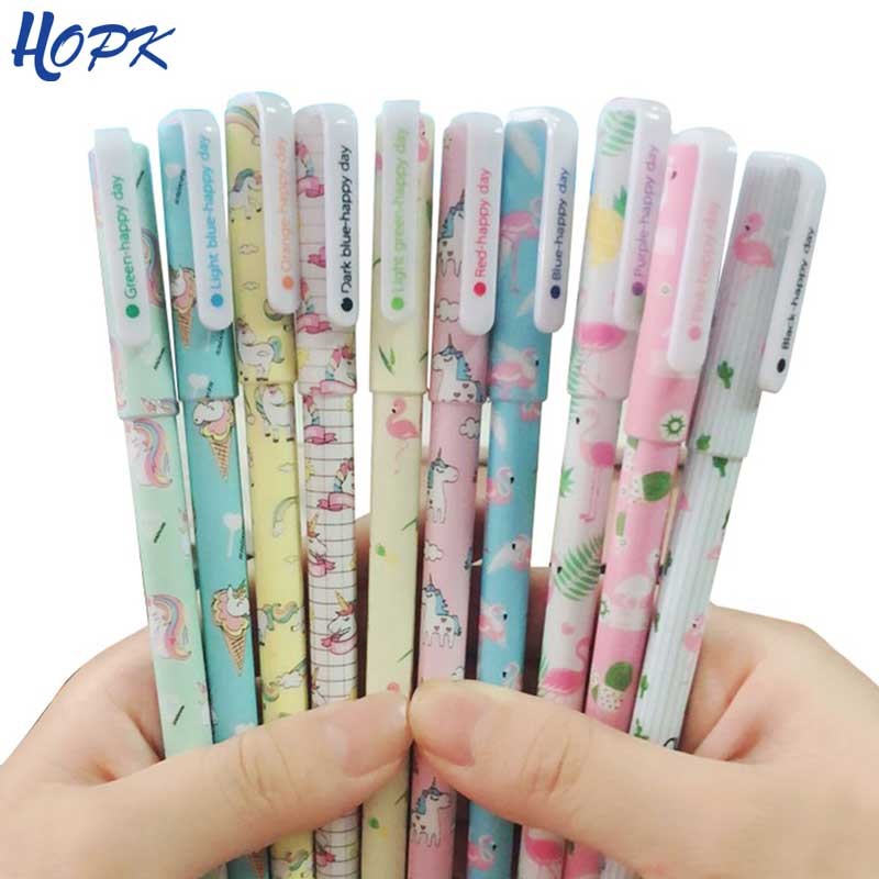 

10 Pcs/Set Cute Color Pen Flower Animal Starry Star Sweet Flora Colored Gel Pen 0.5mm pens for school Kawaii Korean Stationary