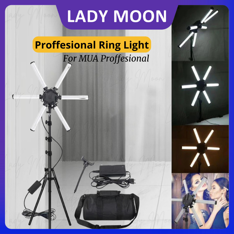 Lady Moon⭐GARANSI 1 TAHUN⭐Profesional Lampu Starlight Makeup Portable Ring Light Tripod (+Tripod tas