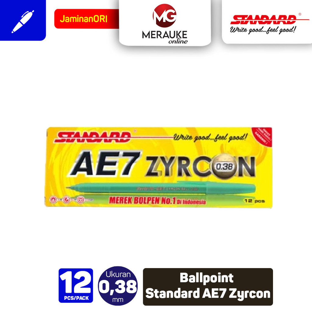 

Ballpoint Standard AE7 ZYRCON 0.38 - Hitam 12 Pcs