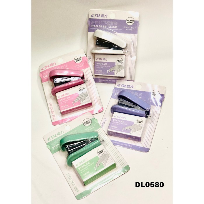 

Set Stapler Mini Dingli DL0580 Hekter Impor Isi Staples no 24/6 Jepretan Kertas Warna Pastel Free Staples Alat Kantor Sekolah - Stapler Mini DL0580