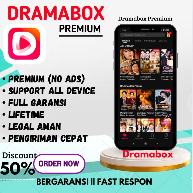 DRAMABOX PREMIUM LIFETIME UNLOCK ALL DEVICE FULL GARANSI