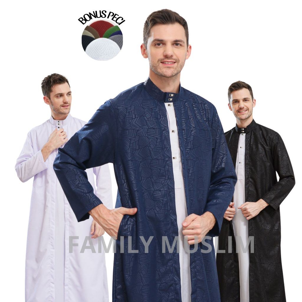 [HOT NEW] Jubah gamis pria lengan panjang mewah gamis arab luaran premium motif terbaru jubah AL-AZH