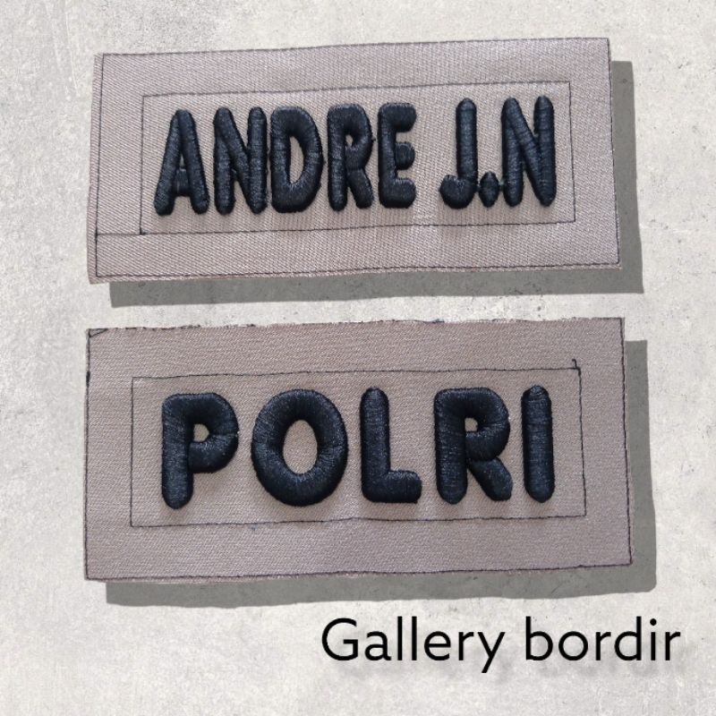 Bordir bordir nama polri timbul 3d