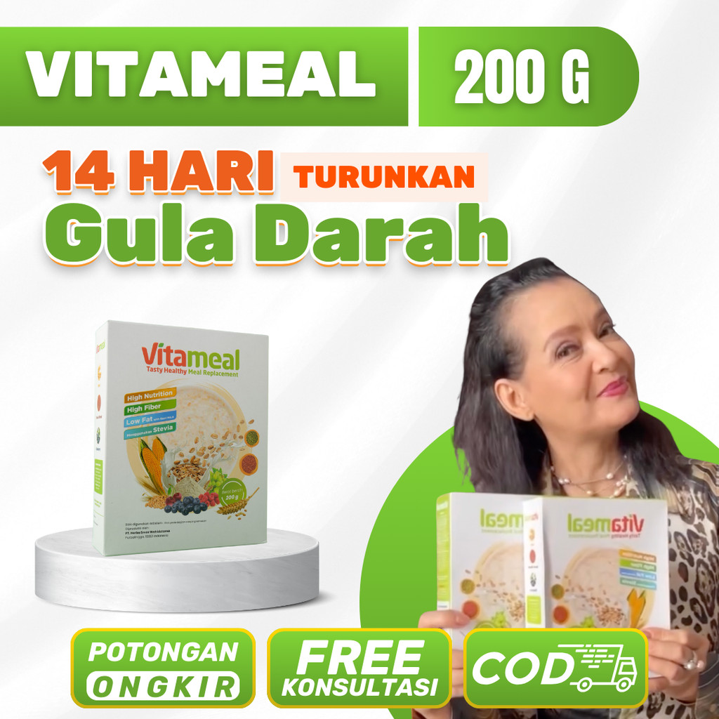 

Vitameal Diabetes - Sereal Diabetes Multigrain Bantu Atasi Diabetes Turunkan Gula Darah Tinggi Normalkan Kadar Gula Cegah Diabetes Kolesterol Herbal Alami Tanpa Efek Samping