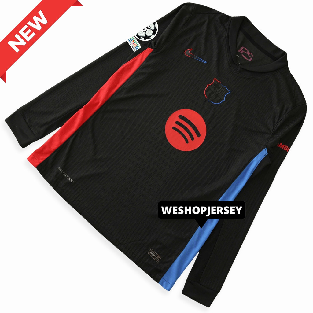 Longsleeve Player Issue Jersey Lengan Panjang Barcelona Away 2024 2025 Baju Bola Barca Hitam 24 25 K