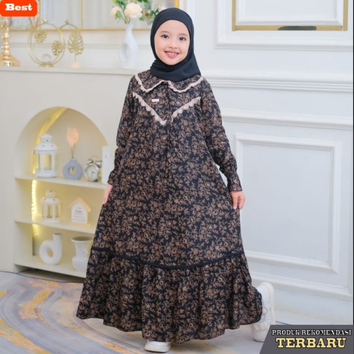 gamis terbaru 2025 simpel elegan Gamis anak set Jilbab , pakaian muslim anak perempuan,kombinasi ren