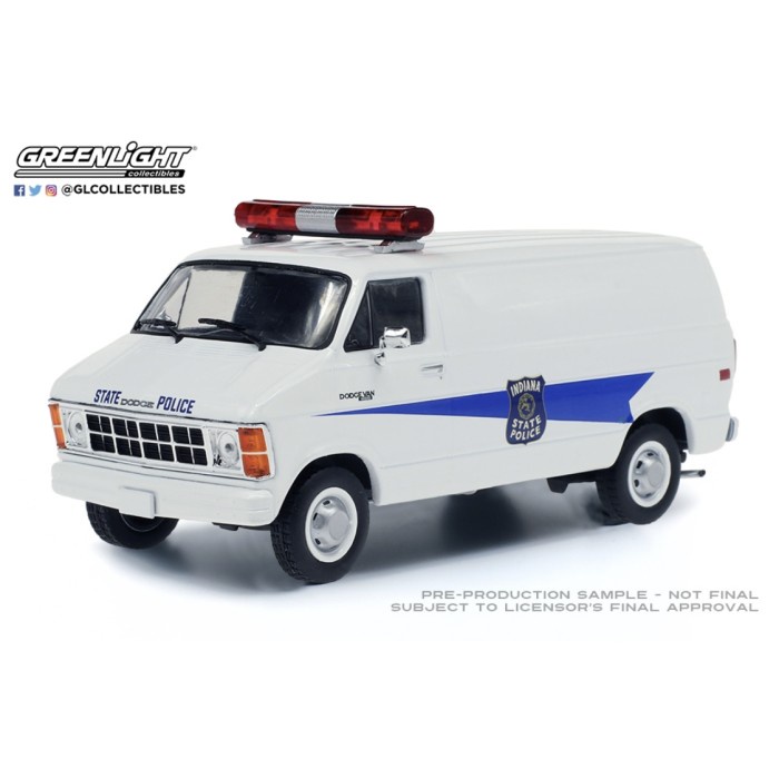 TOY27 Greenlight 1/43 1980 Dodge Ram B250 Van - Indiana State Police