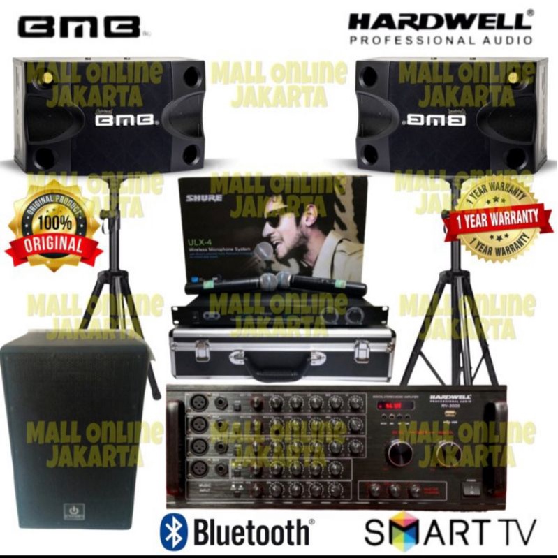 Paket Karaoke BMB 8inch Subwoofer Aktif 12inch Hardwell Power Ampli
