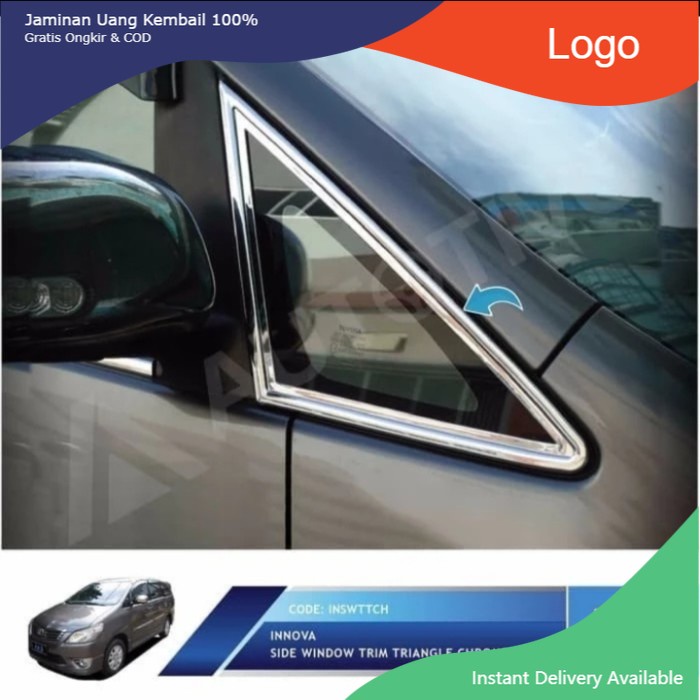 list kaca segitiga triangle Innova lama old new grand 2005-2015 chrome Aksesoris mobil