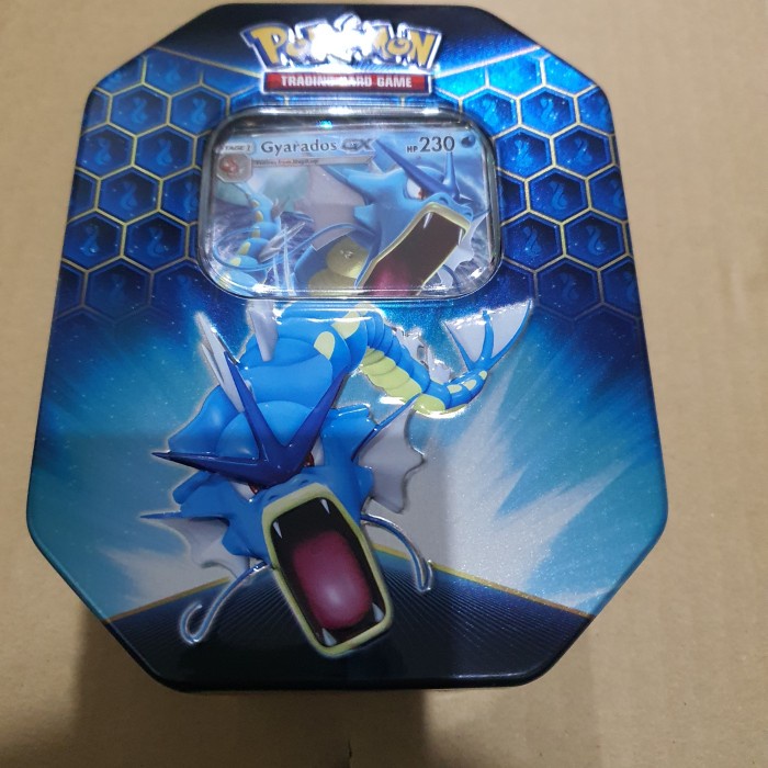 Pokemon Hidden Fates Tin Gyarados GX /Empty Tin/ + Free  Kartu