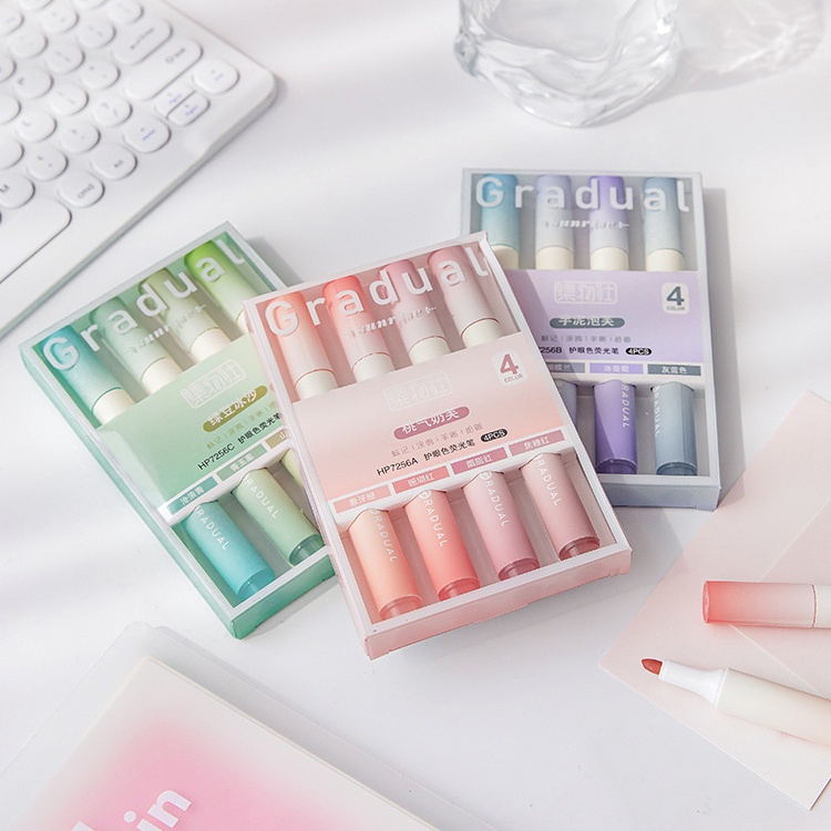 

Highlighter Motif Pastel Terang Pen 4 Warna Pastel / 1 Set Stabilo Highlighter DIY
