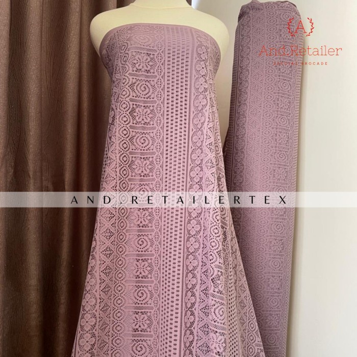 Kain Brokat Lace Butterfly warna Dusty Purple