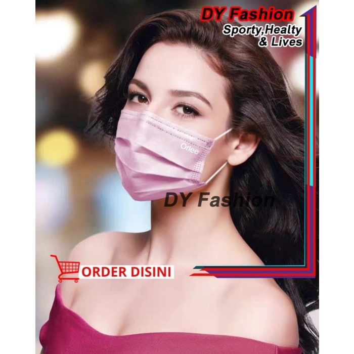 ✨LARIS✨ -Masker jilbab hijab 3 ply headloop Orlee 3ply pink MN259 dewasa 50pcs