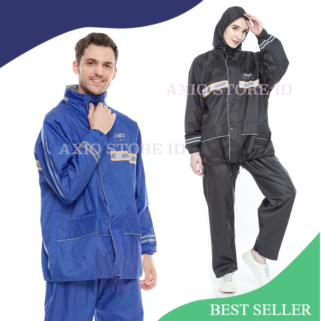 Jas Hujan Pria Axio Original Bahan Lebih Tebal dan Halus Anti Rembes/Rapat