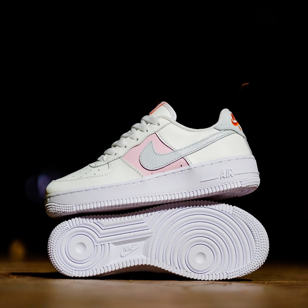 NIKE AIR FORCE 1 WHITE PINK SWOSH GREY / ORIGINAL 100% / SEPATU PUTIH / SEPATU NIKE AF 1 / SEPATU WA