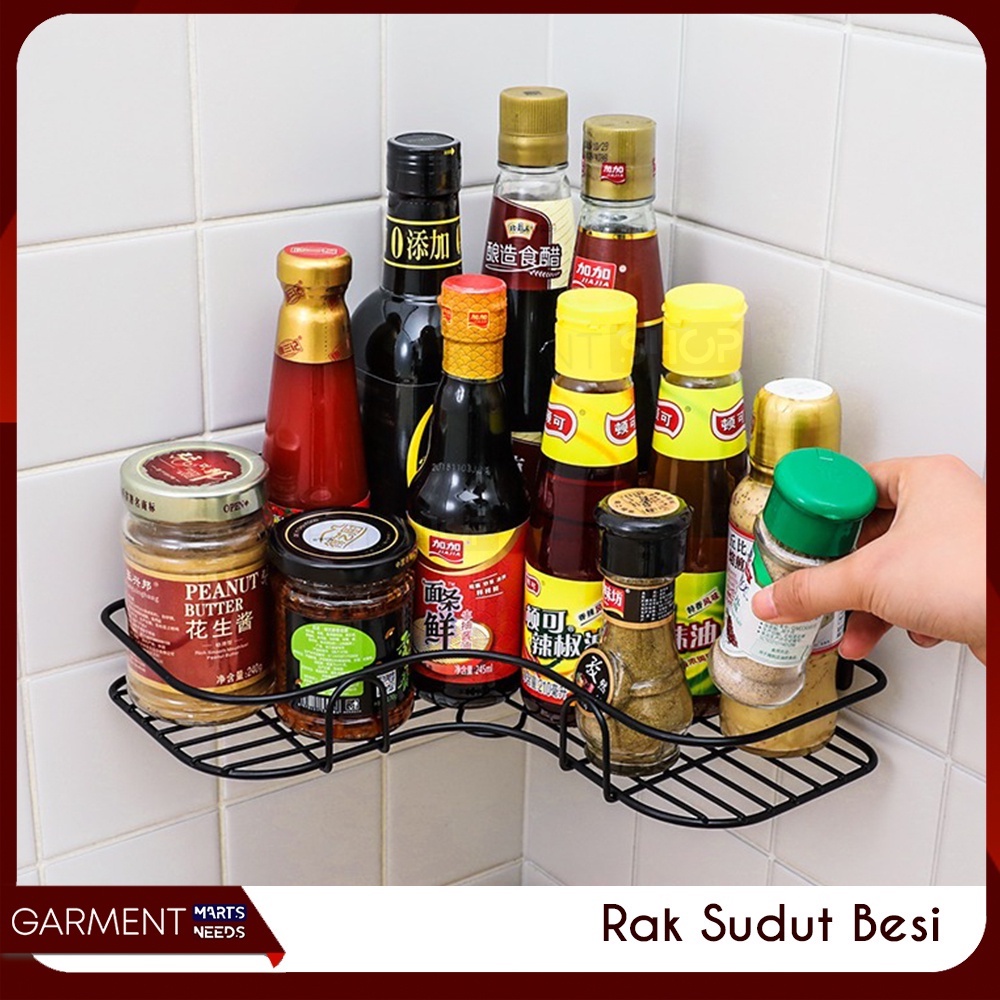MAKASSAR  Rak Sudut Kamar Mandi Besi Rak Sampo Sabun Besi Tempel Dinding Tanpa Mur Baut Tempat Bumbu